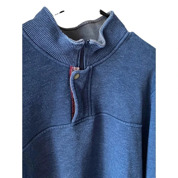 Orvis Long Sleeve Blue Quarter-Zip Snap Closure Warm Sweatshirt Men’s Size XL - Picture 4 of 11